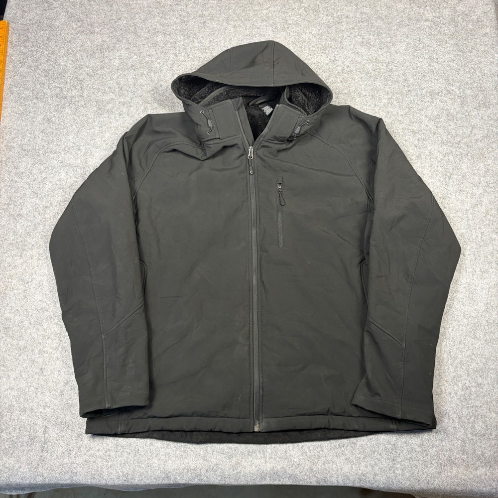 Kirkland Signature Mens XXL Black Softshell Fleece Lined Hooded Jacket